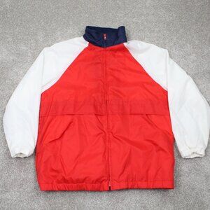 VTG Current Seen Jacket Womens XL Red/White Colorblock Full Zip Windbreaker Coat